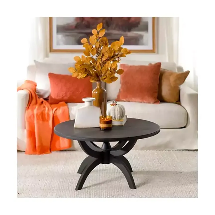 Coffee Tables-Kirklands Home Wood Round Dori Coffee Table Black