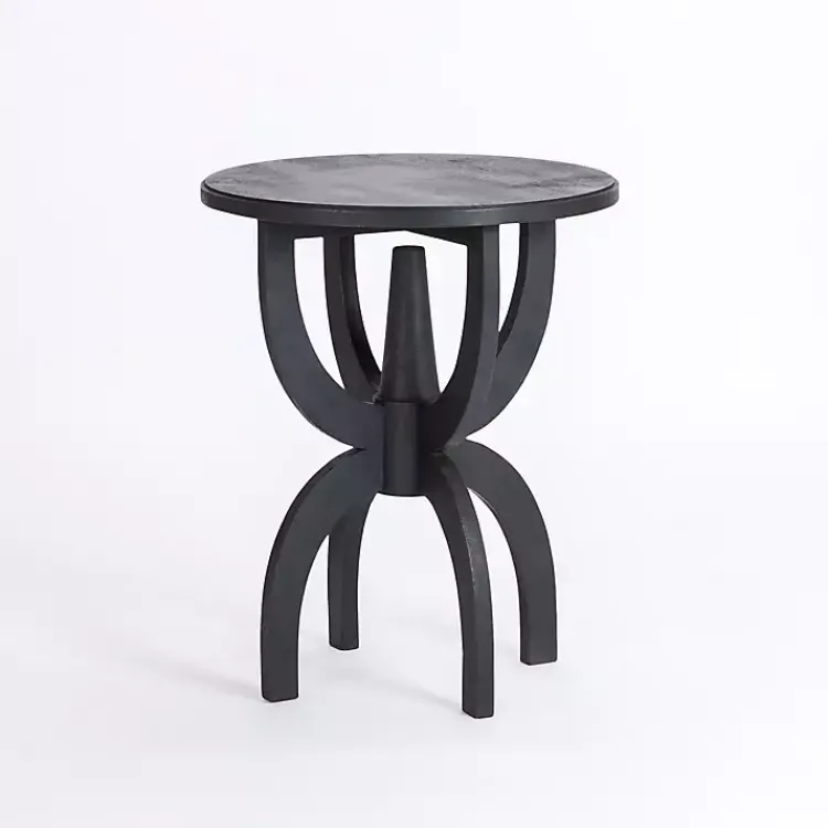 Accent & End Tables-Kirklands Home Wood Round Dori Side Table Black