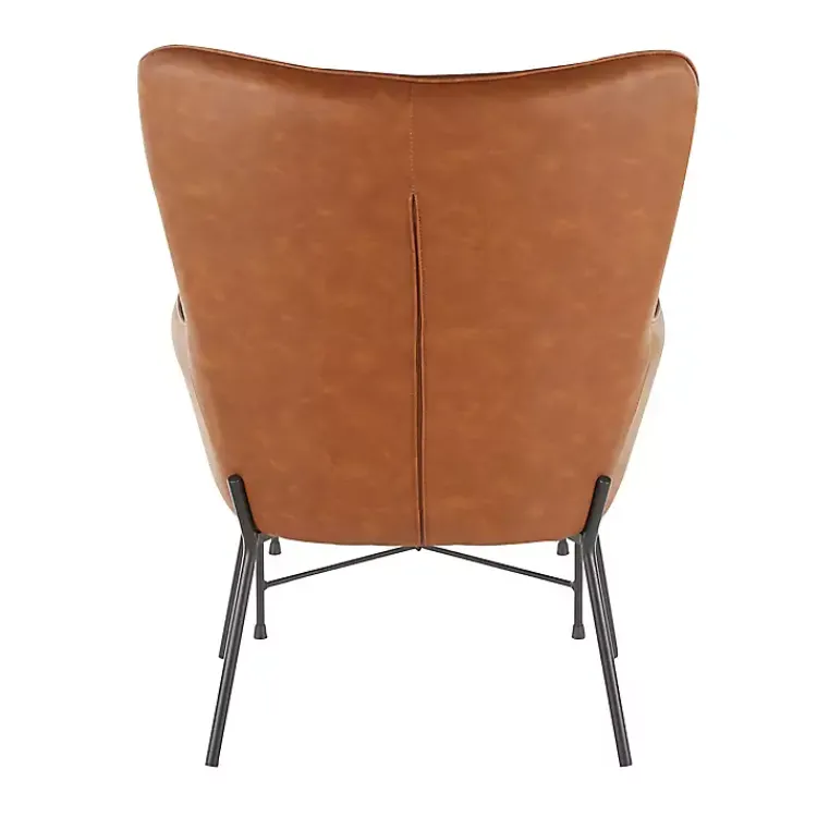 Accent Chairs-Kirklands Home Camel Faux Leather 2-pc. Chair and Ottoman Set Brown