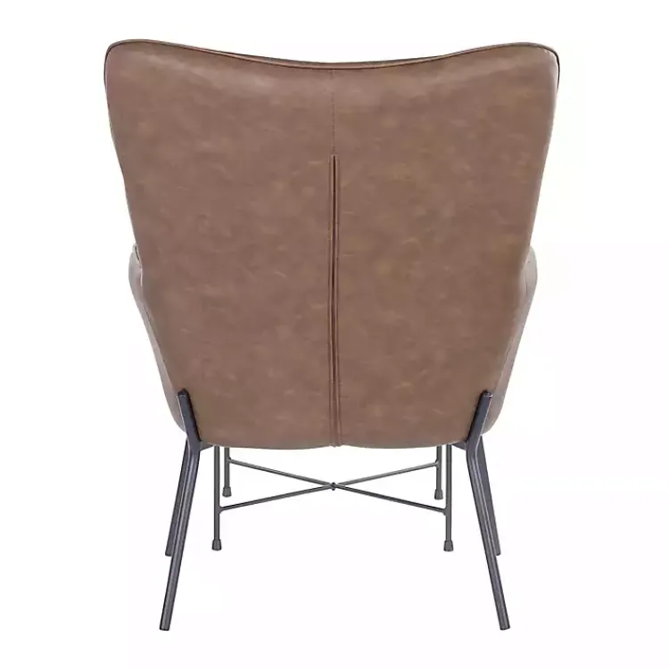 Accent Chairs-Kirklands Home Espresso Faux Leather 2-pc. Chair and Ottoman Set Brown