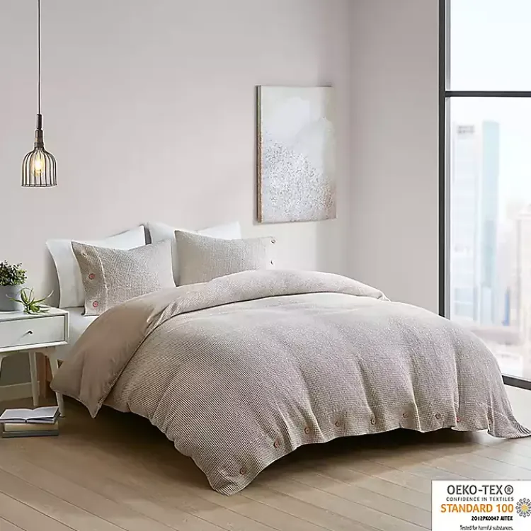 Duvets-Kirklands Home Alaya 4-pc. Full/Queen Waffle Duvet Set Tan