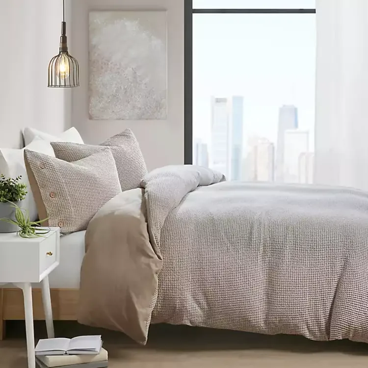 Duvets-Kirklands Home Alaya 4-pc. Full/Queen Waffle Duvet Set Tan