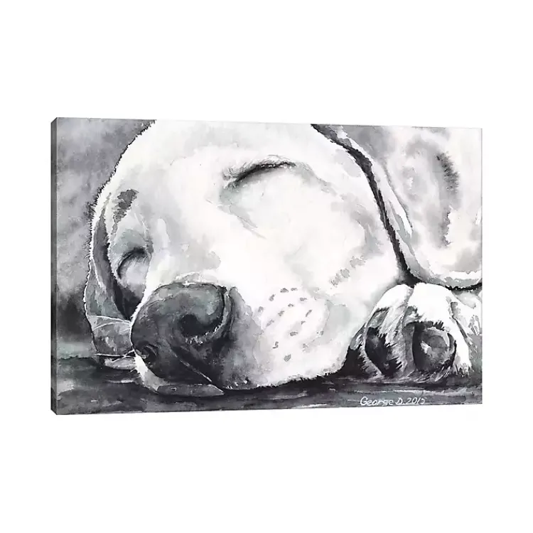 Canvas Art-Kirklands Home Happy Dreams Dog Giclee Canvas Art Print, 40x26 Gray