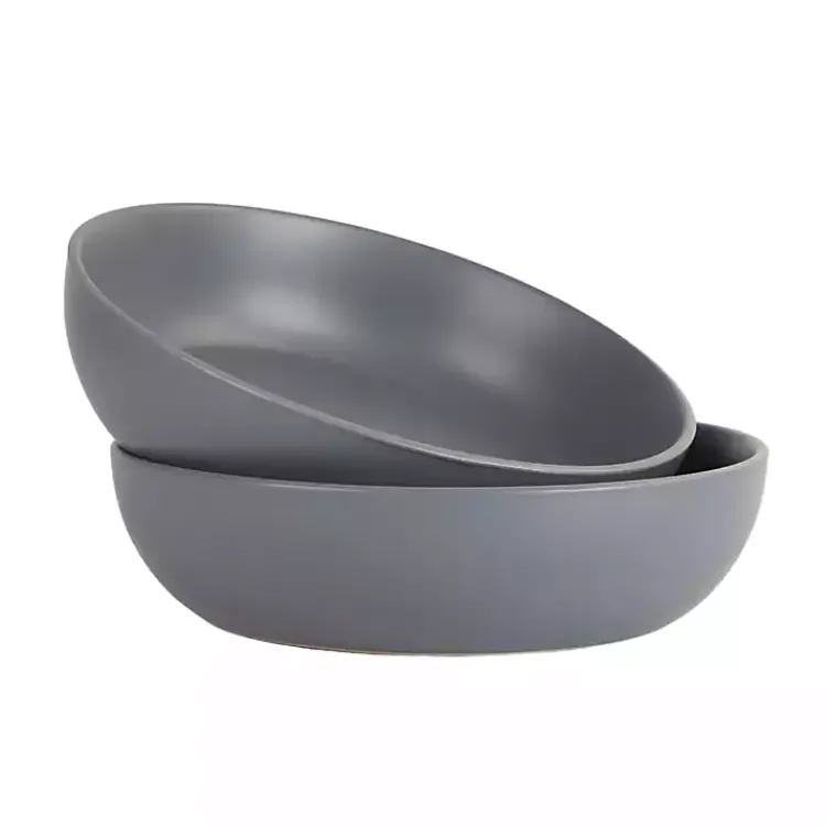 Serving & Entertaining-Kirklands Home Matte Charcoal Serving Bowls, Set of 2 Gray