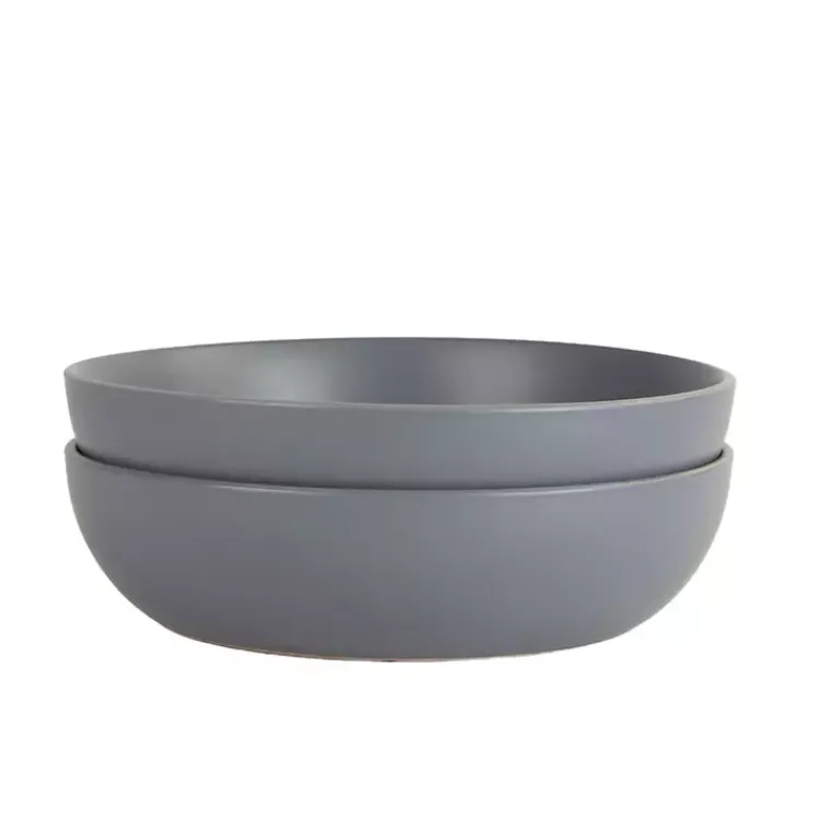 Serving & Entertaining-Kirklands Home Matte Charcoal Serving Bowls, Set of 2 Gray