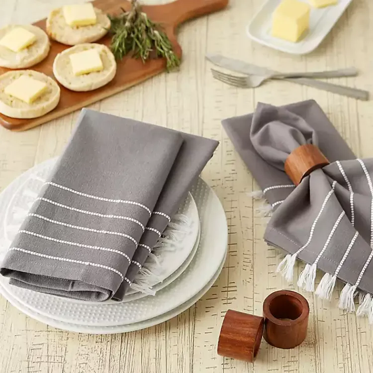 Table Linens-Kirklands Home and White Striped Napkins, Set of 4 Gray