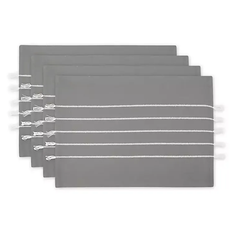 Table Linens-Kirklands Home and White Striped Placemats, Set of 4 Gray
