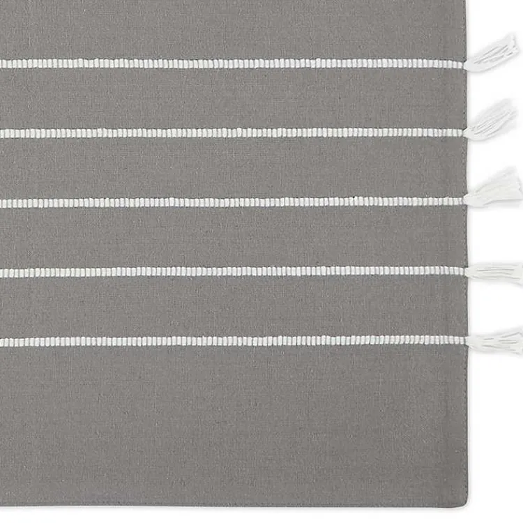 Table Linens-Kirklands Home and White Striped Placemats, Set of 4 Gray