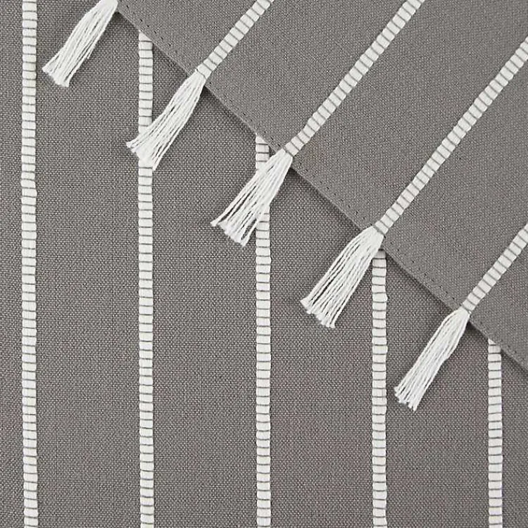 Table Linens-Kirklands Home and White Striped Placemats, Set of 4 Gray