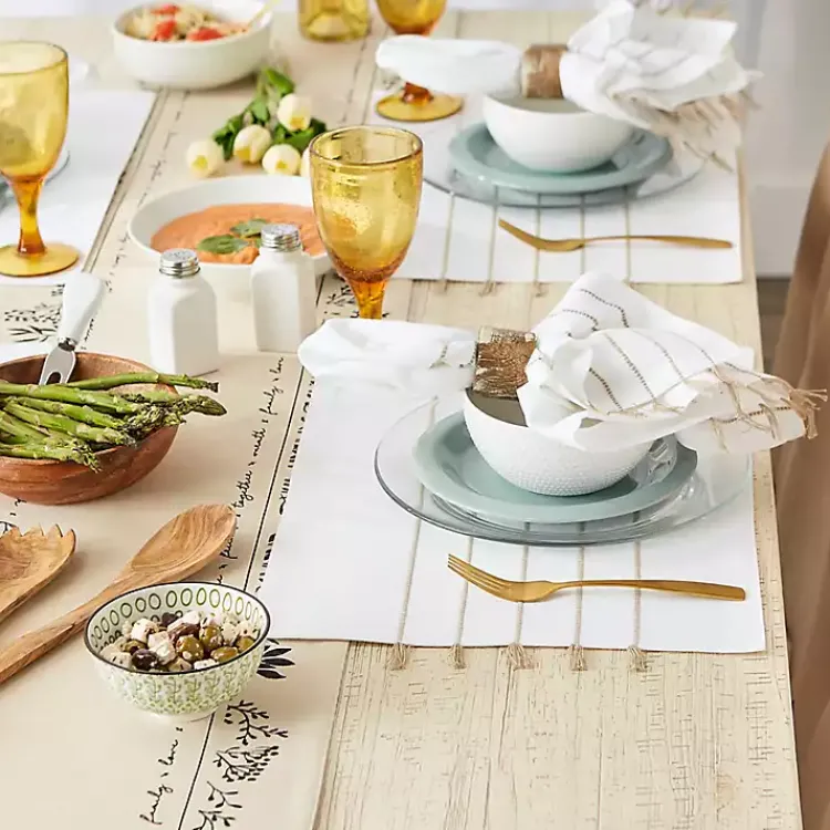 Table Linens-Kirklands Home and Stone Striped Placemats, Set of 4 White