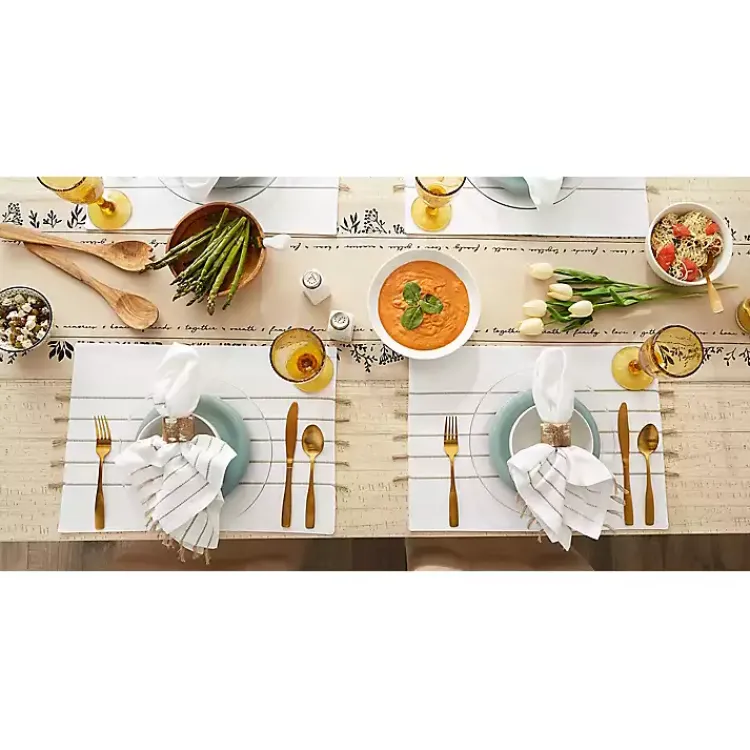 Table Linens-Kirklands Home and Stone Striped Placemats, Set of 4 White