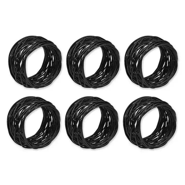 Table Linens-Kirklands Home Bird Nest 6-pc. Napkin Ring Set Black
