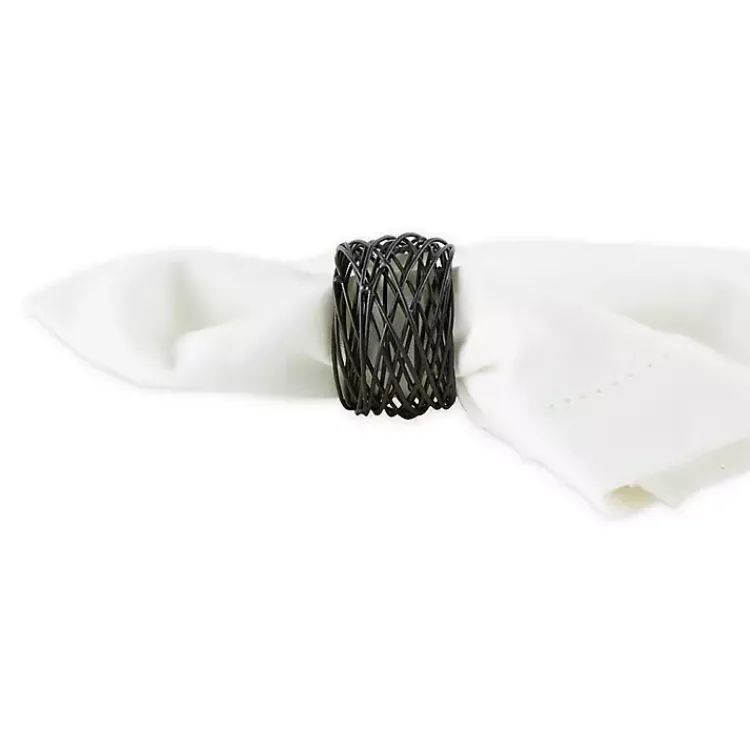 Table Linens-Kirklands Home Bird Nest 6-pc. Napkin Ring Set Black