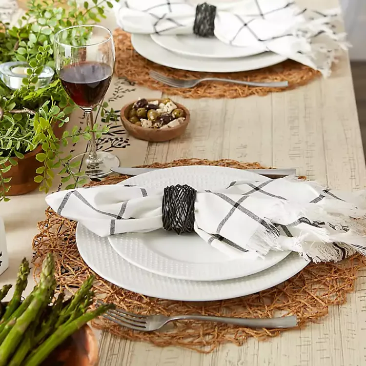 Table Linens-Kirklands Home Bird Nest 6-pc. Napkin Ring Set Black