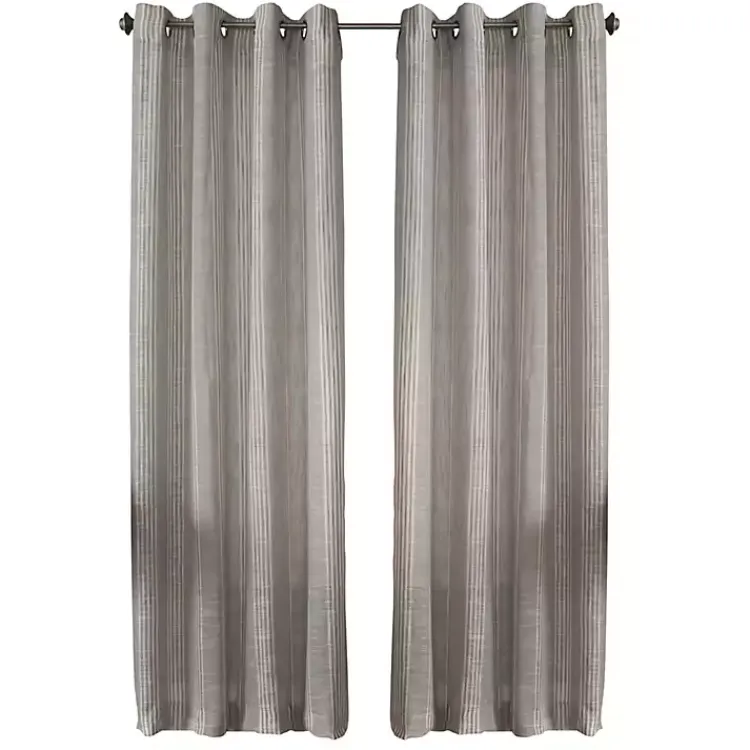 Curtains & Drapes-Kirklands Home Graphite Stripe Single Curtain Panel, 84 in.