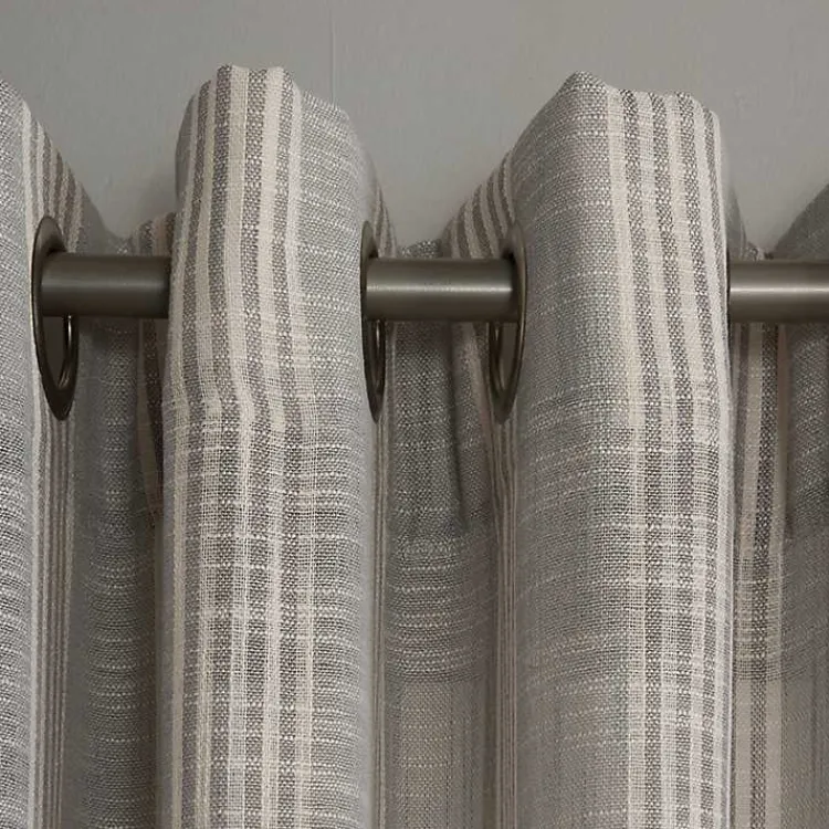 Curtains & Drapes-Kirklands Home Graphite Stripe Single Curtain Panel, 84 in.