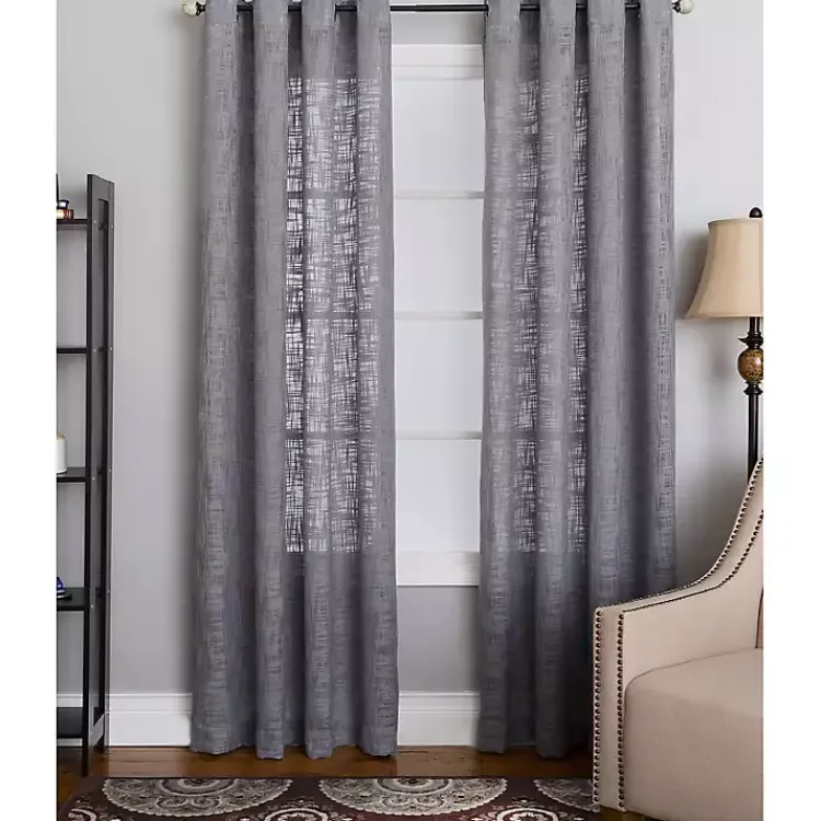 Curtains & Drapes-Kirklands Home Woven Single Curtain Panel, 84 in. Gray