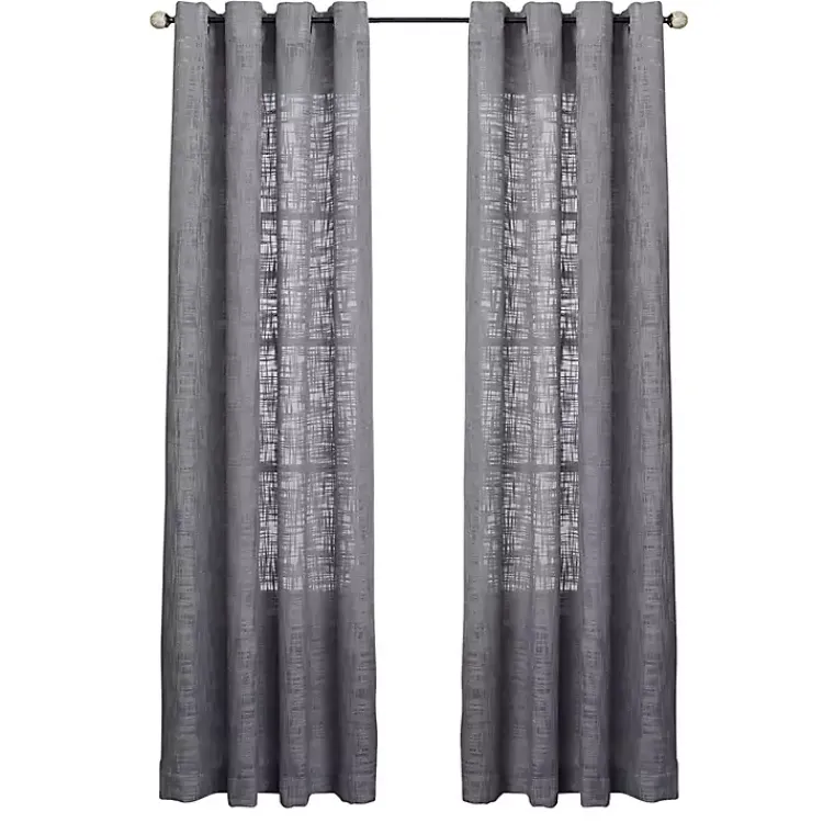 Curtains & Drapes-Kirklands Home Woven Single Curtain Panel, 84 in. Gray