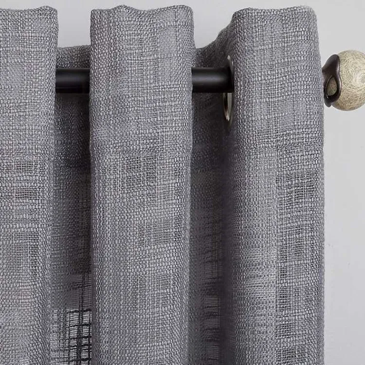 Curtains & Drapes-Kirklands Home Woven Single Curtain Panel, 84 in. Gray