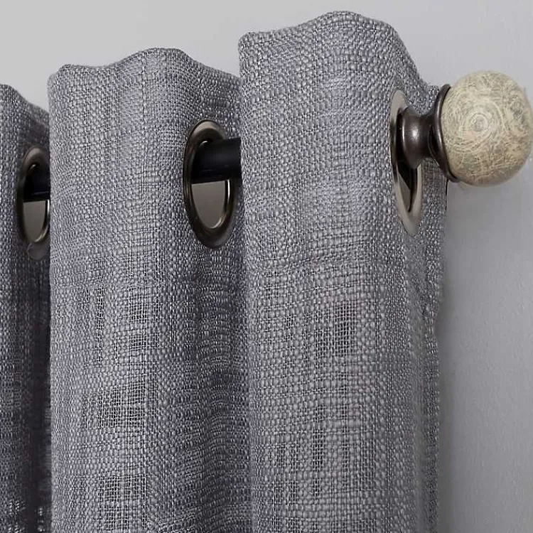 Curtains & Drapes-Kirklands Home Woven Single Curtain Panel, 84 in. Gray