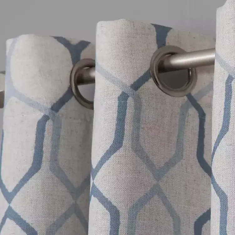 Curtains & Drapes-Kirklands Home Blue Interlock Single Curtain Panel, 84 in.