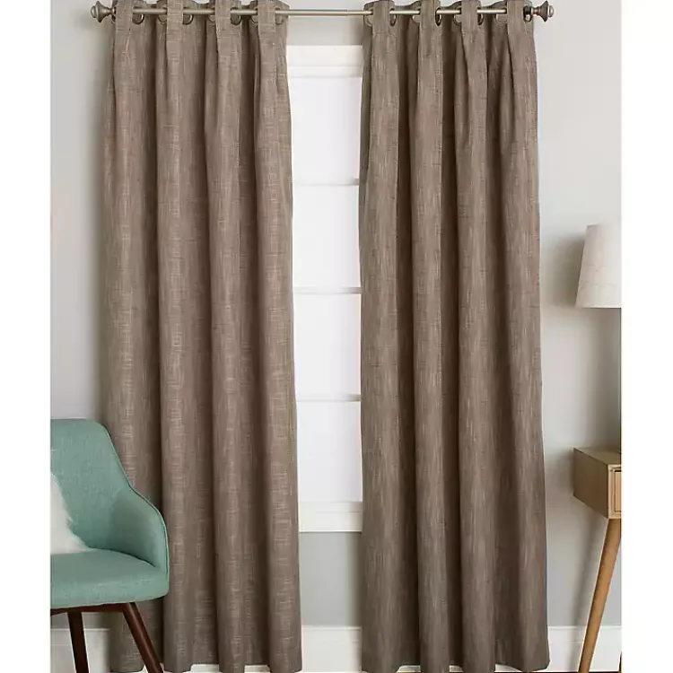 Curtains & Drapes-Kirklands Home Sand Box Pleated Single Curtain Panel, 84 in. Brown
