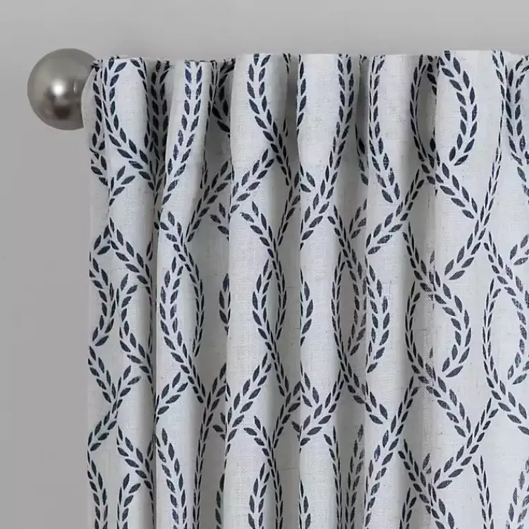 Curtains & Drapes-Kirklands Home Navy Trellis Woven Single Curtain Panel, 84 in.