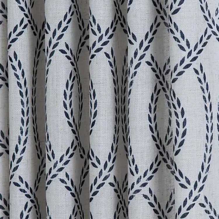 Curtains & Drapes-Kirklands Home Navy Trellis Woven Single Curtain Panel, 84 in.