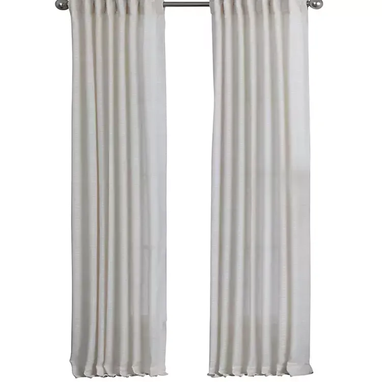 Curtains & Drapes-Kirklands Home Cream Solid Pleated Single Curtain Panel, 84 in. White