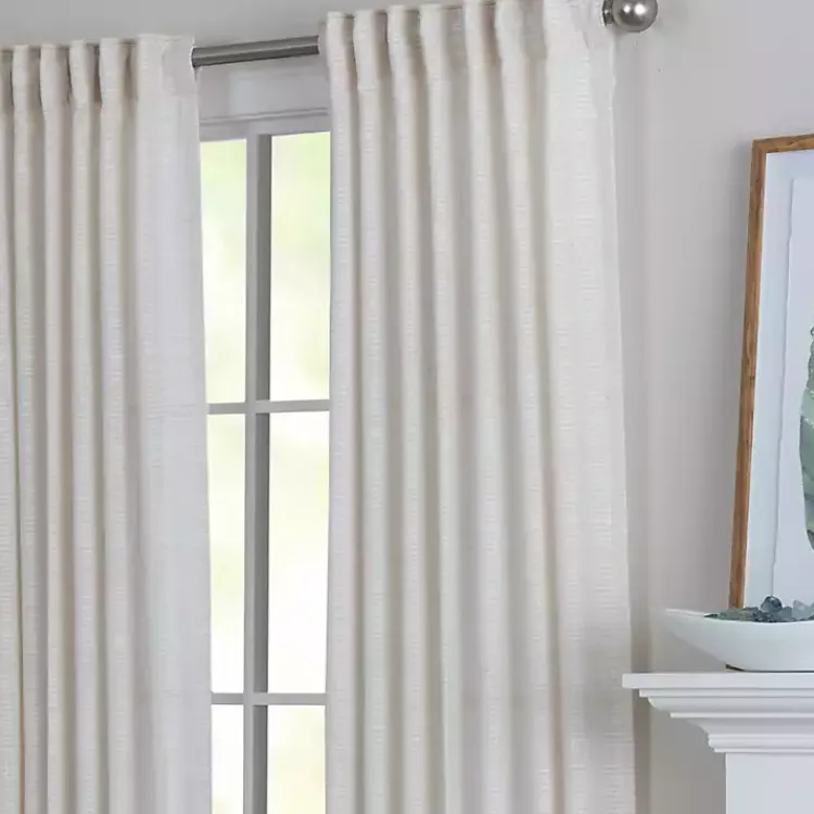 Curtains & Drapes-Kirklands Home Cream Solid Pleated Single Curtain Panel, 84 in. White