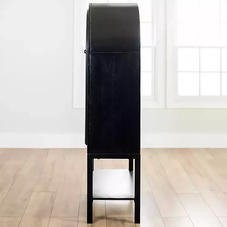 Cabinets & Sideboards-Kirklands Home Black Arch Wood Bar Cabinet