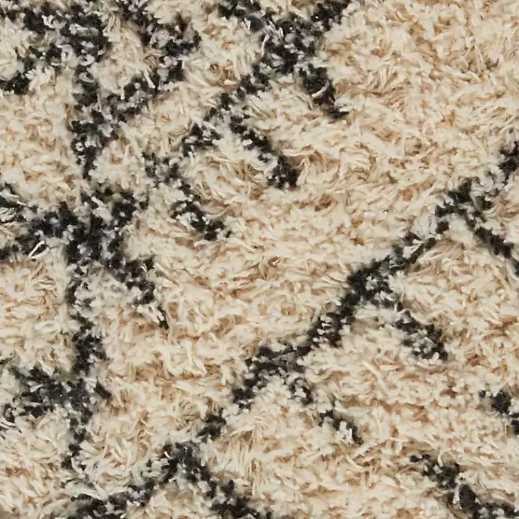 Area Rugs-Kirklands Home Charcoal and Ivory Linear Fringe Runner, 2x6