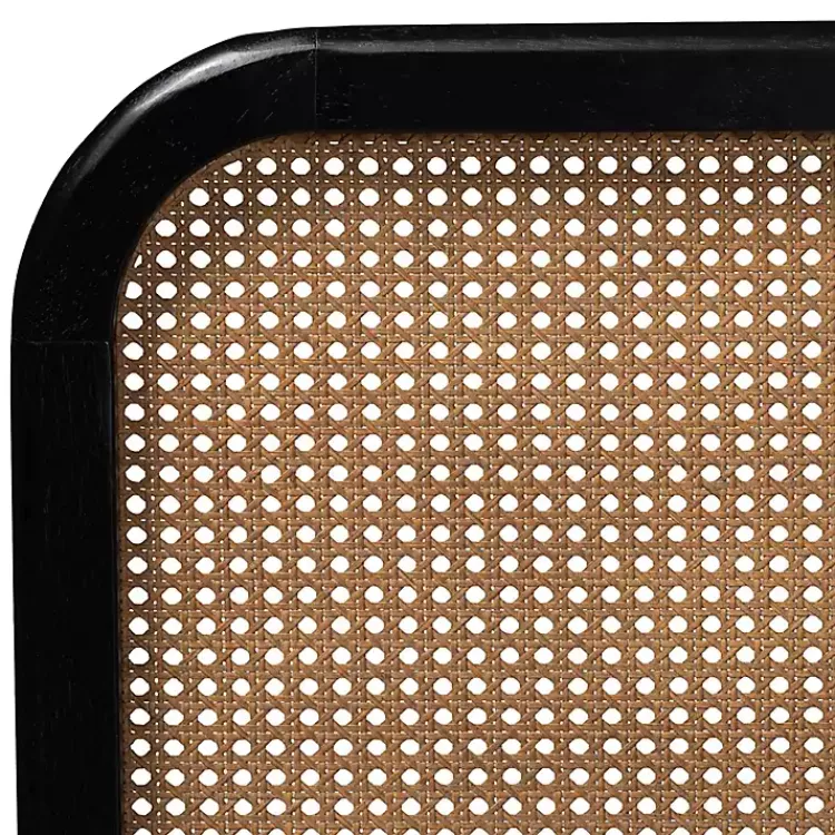 Beds & Headboards-Kirklands Home Mid-Century Black Wood Rattan Queen Platform Bed