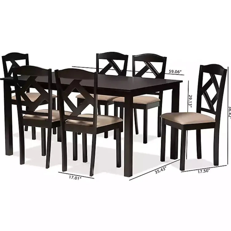 Dining Tables-Kirklands Home Sandy Beige Diamond Back 7-pc. Dining Set