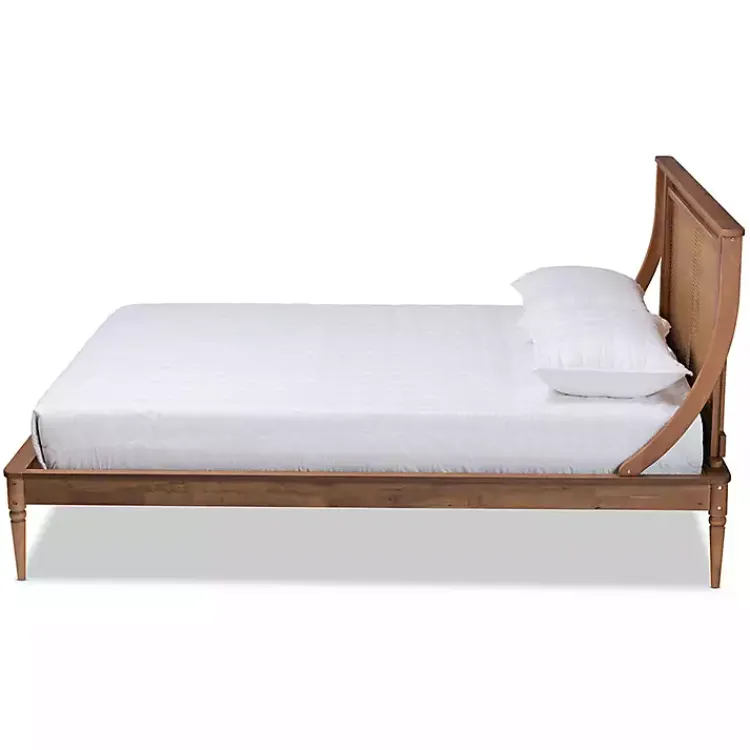 Beds & Headboards-Kirklands Home Walnut Rattan Swooping Queen Platform Bed