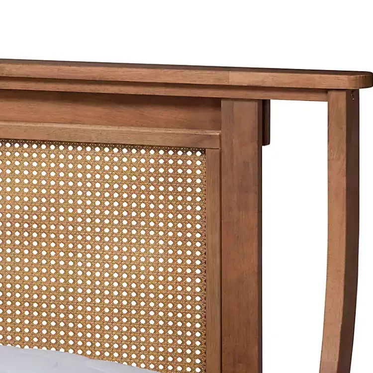 Beds & Headboards-Kirklands Home Walnut Rattan Swooping Queen Platform Bed