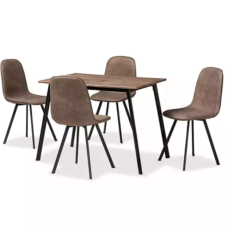 Dining Tables-Kirklands Home Wood Table and Leather Chairs 5-pc. Dining Set