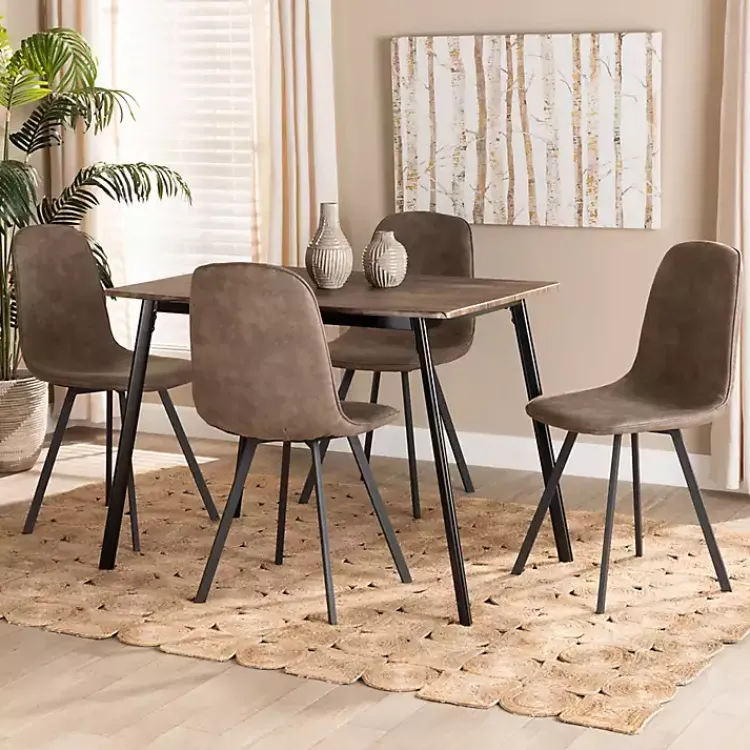 Dining Tables-Kirklands Home Wood Table and Leather Chairs 5-pc. Dining Set