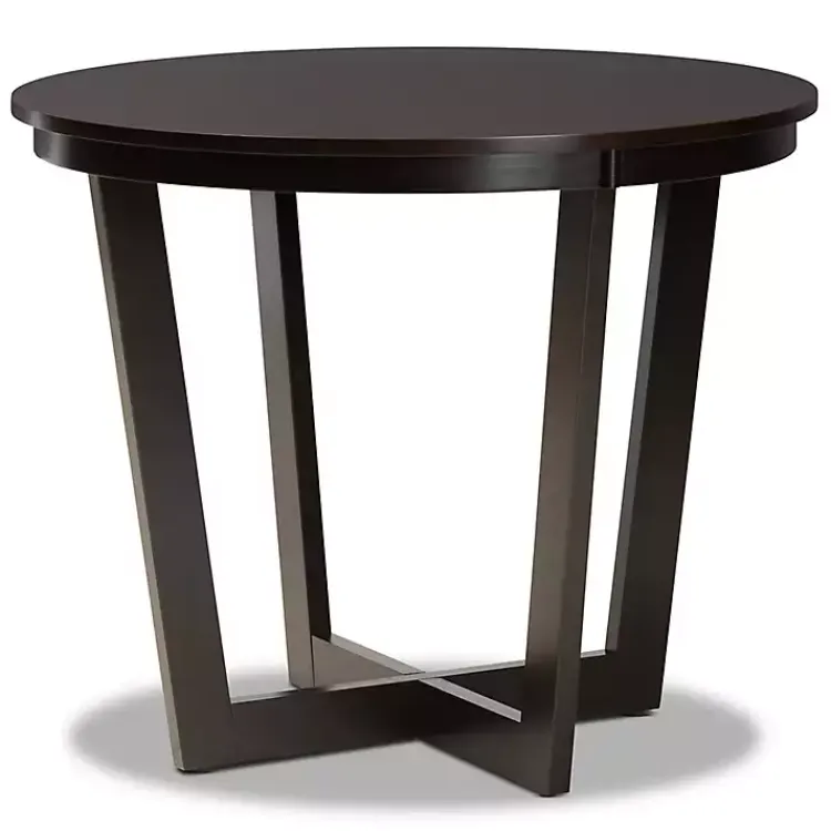 Dining Tables-Kirklands Home Dark Wooden Interlocked Base 5-pc. Dining Set