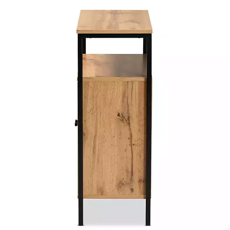 Entryway Furniture-Kirklands Home Slatted Oak Wood Cabinet
