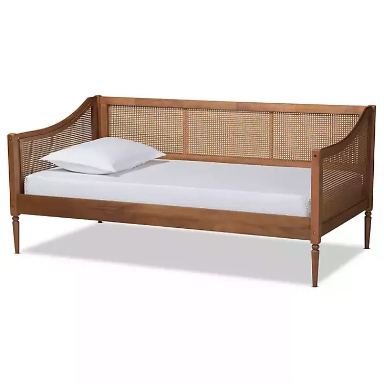 Beds & Headboards-Kirklands Home Walnut Wood and Rattan Twin Daybed Brown