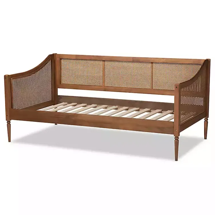Beds & Headboards-Kirklands Home Walnut Wood and Rattan Twin Daybed Brown
