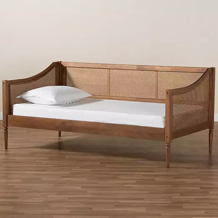 Beds & Headboards-Kirklands Home Walnut Wood and Rattan Twin Daybed Brown