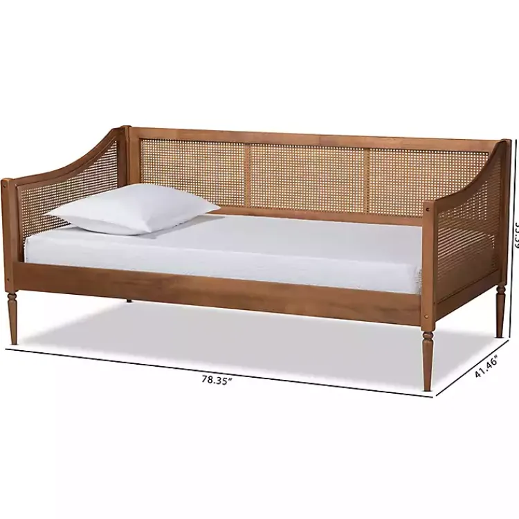 Beds & Headboards-Kirklands Home Walnut Wood and Rattan Twin Daybed Brown