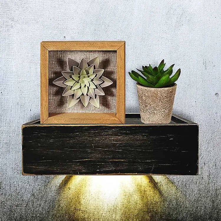 Shelves-Kirklands Home Black LED Floating Shelf with Remote, 10 in.