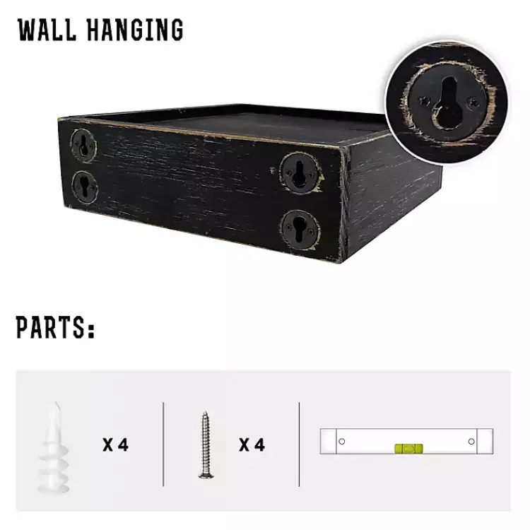 Shelves-Kirklands Home Black LED Floating Shelf with Remote, 10 in.