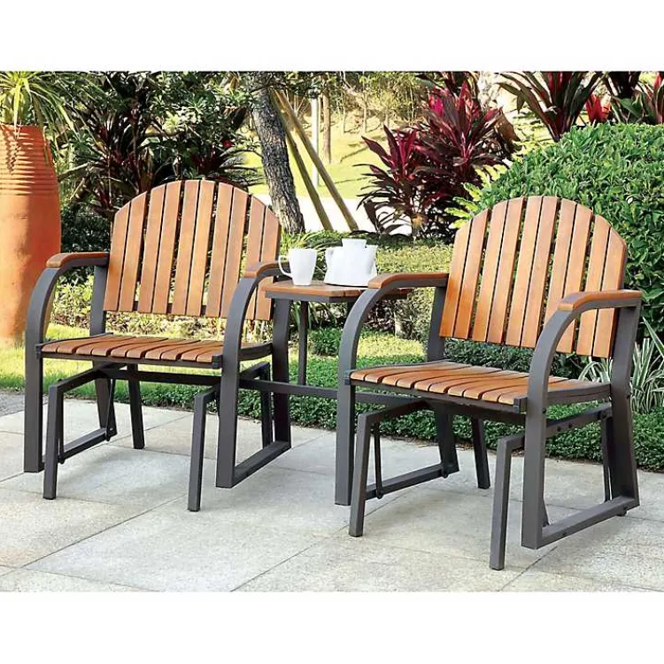 Outdoor Sets-Kirklands Home Wood Slat Attached Frame 3-pc. Outdoor Chair Set