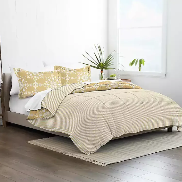 Comforters-Kirklands Home Daisy Medallion King 3-pc. Comforter Set Yellow