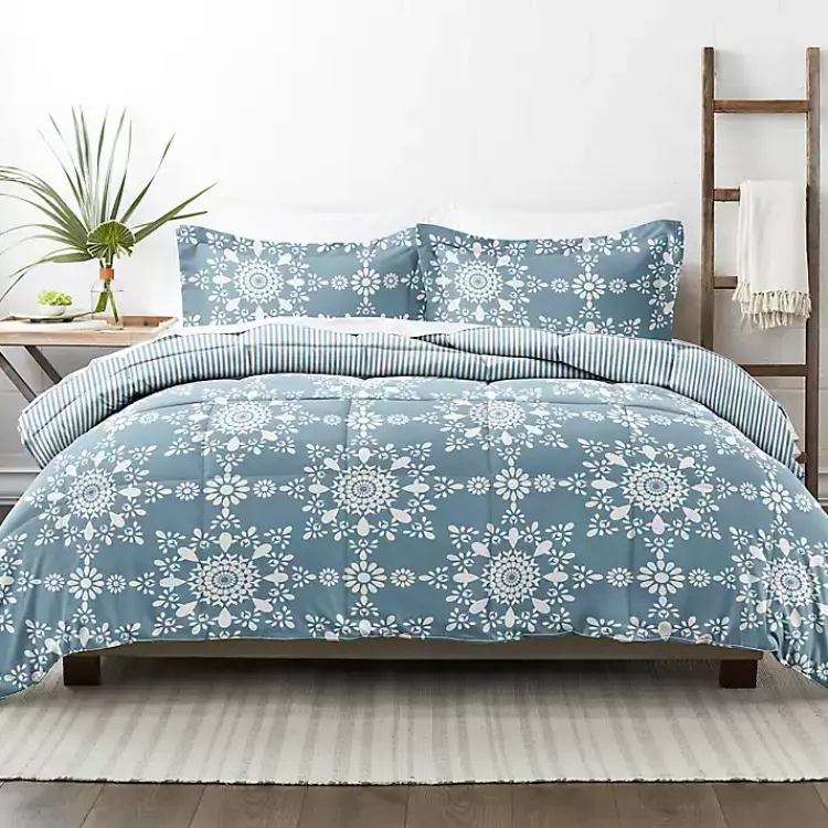 Comforters-Kirklands Home Daisy Medallion Twin 3-pc. Comforter Set Blue