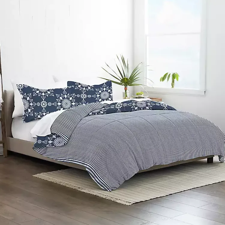 Comforters-Kirklands Home Navy Daisy Medallion Twin 3-pc. Comforter Set Blue